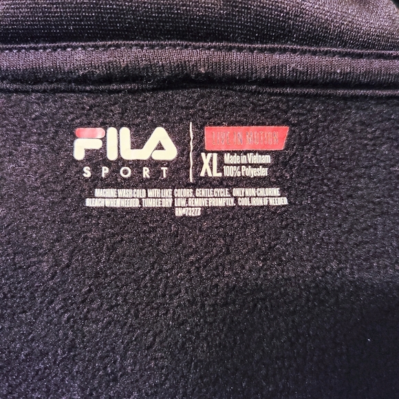 FILA Sport Black V-Neck Zipper-Front Lined Longsleeve Jacket w/ Zipper Pocket - Picture 4 of 7